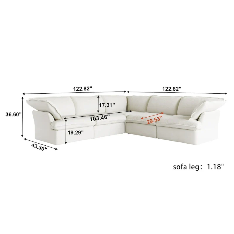 L-shape Sectional Sofa Modern Upholstered Modular Sofa