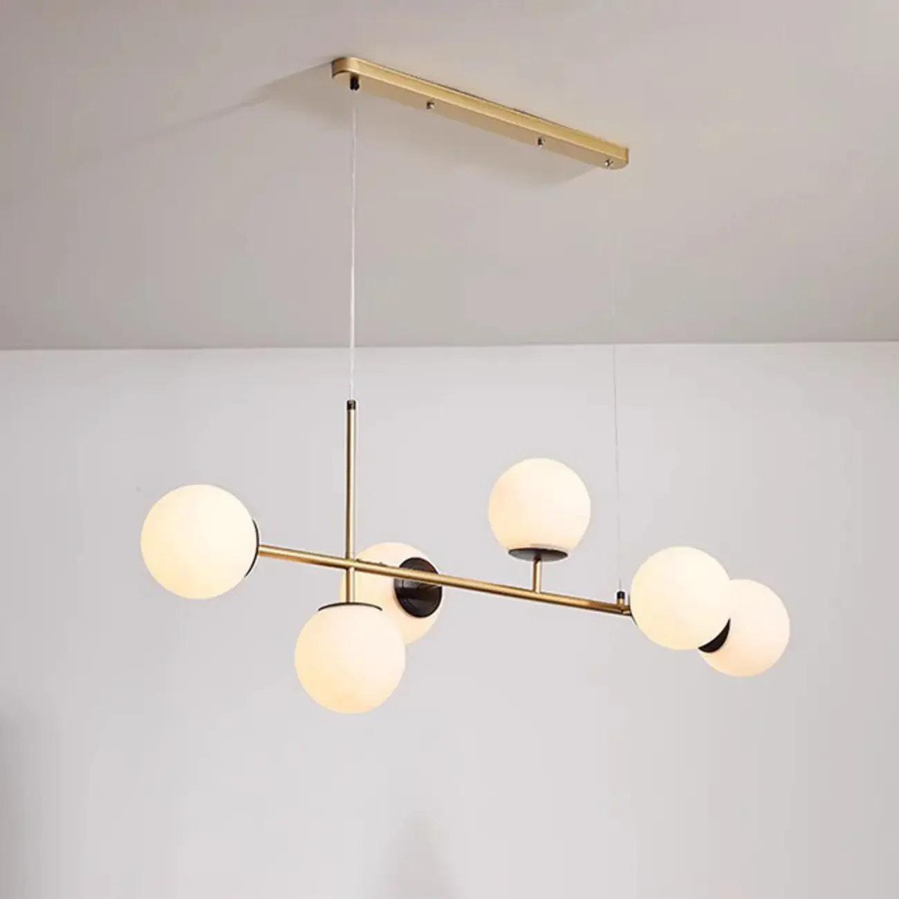 6 Light Glass Globe Island Pendant Light with Adjustable Length