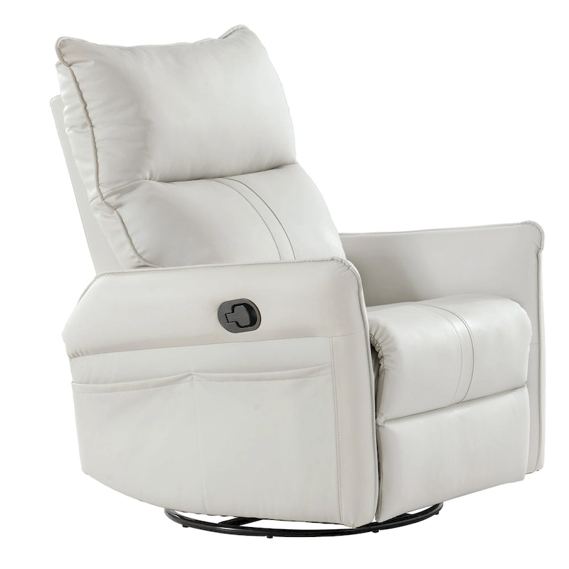 Modern Small Rocking Swivel Recliner Chair with Overstuffed Seat