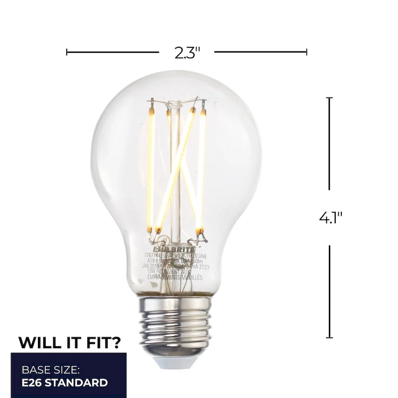 Bulbrite Pack of (2) Dimmable A19 Medium (E26) LED Filament Bulb
