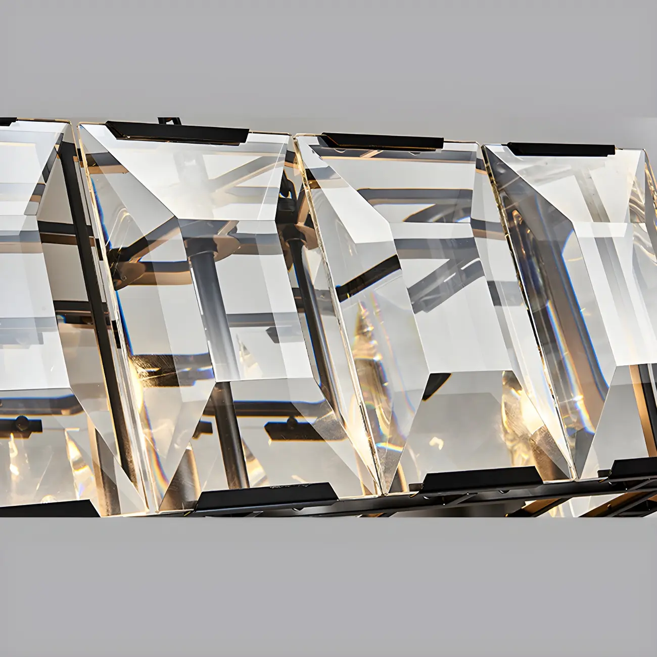 Modern Crystal Island Chandelier in Black and Gold