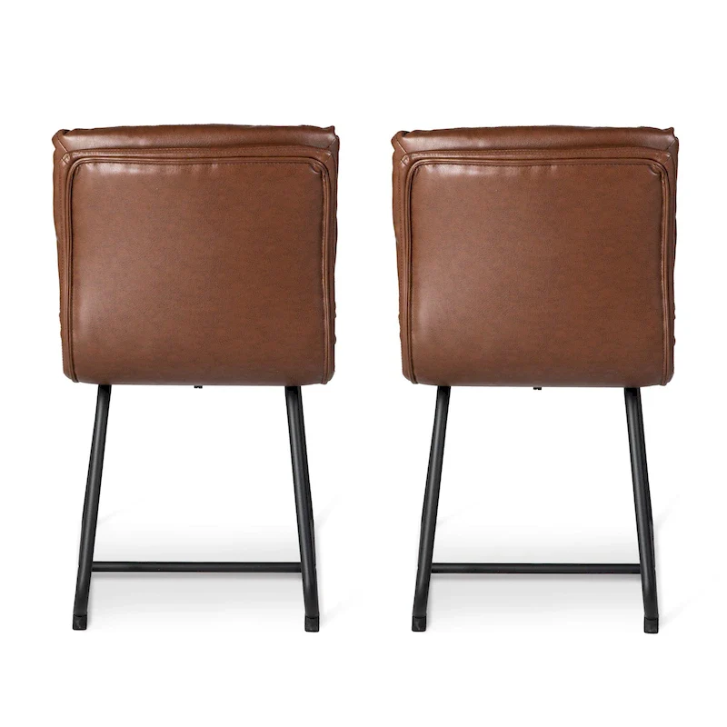 Glitzhome Set of 2/4 Modern PU Leather Thick Upholstered Side Dining Chairs with Metal Legs