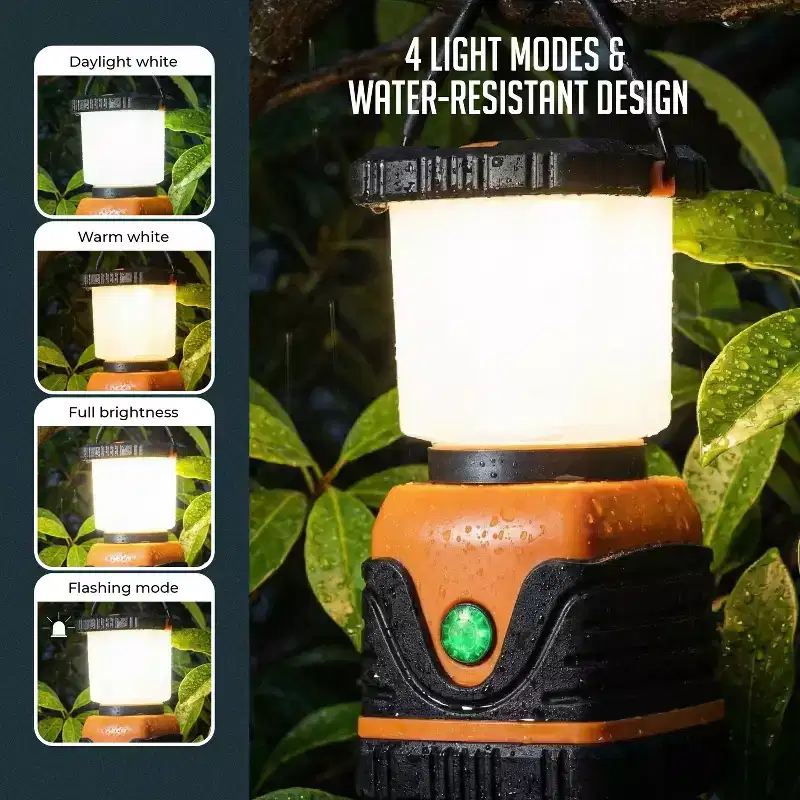 Ultra-Bright 1000LM LED Camping Lantern  Battery Powered, 4 Lighting Modes, Water Resistant with Hanging Hook & Long Battery Life