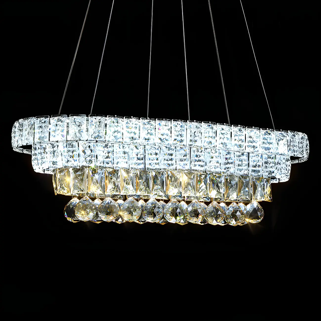 Elegant Gold/Silver Crystal Kitchen Island Pendant Light