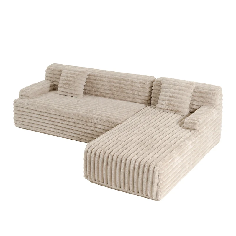 Cloud Sectional Sofa, Modern Upholstered Couch with 2 Throw Pillows, Free-Combined Sofa, Modular Sectional L Shaped Couch