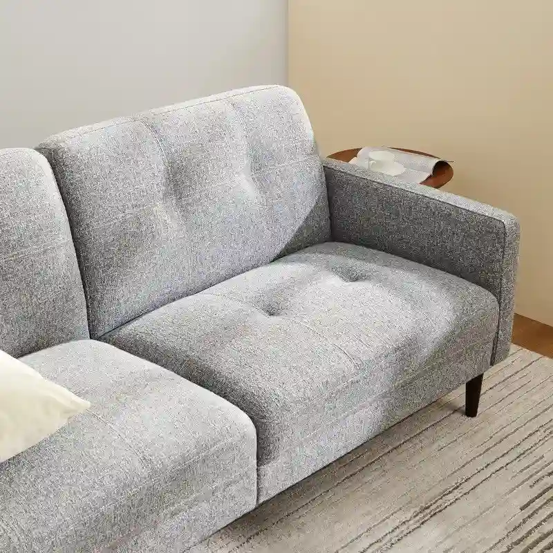 Gray Mid-Century Tufted Sofa Set - 1-Seater & 3-Seater