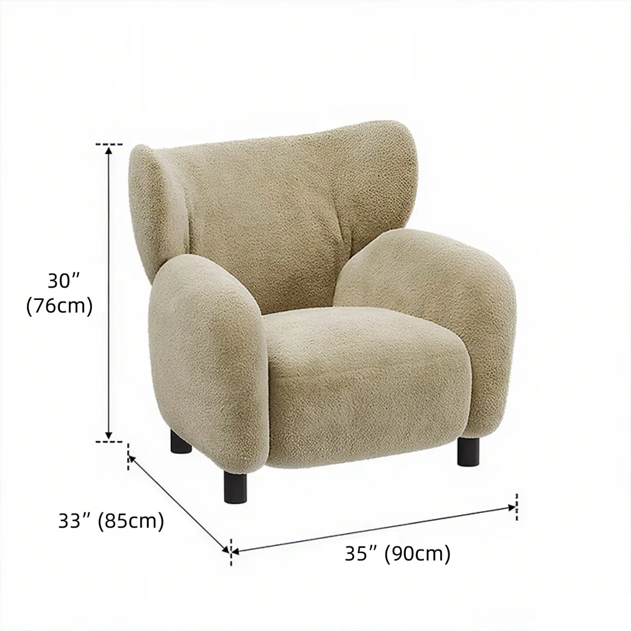 Modern Chenille Fabric Wingback Accent Chair with Arms