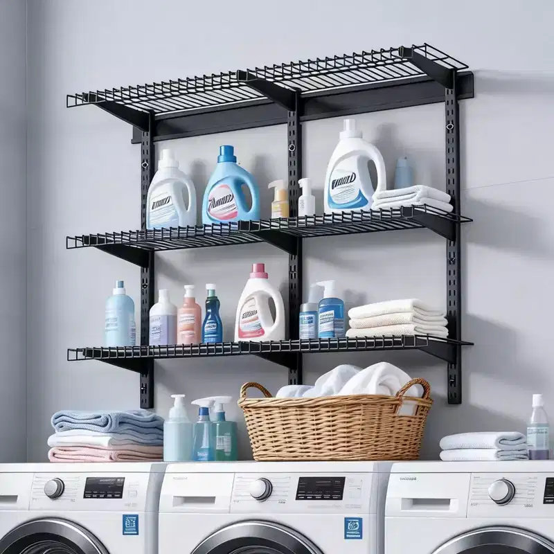VEVOR 3-Tier Wall Garage Shelving, 0.9 x 3 ft Steel Wall Mounted Shelving Unit, 11 x 36 Inch Per Shelf, 450 lbs Total Weight Capacity, Black