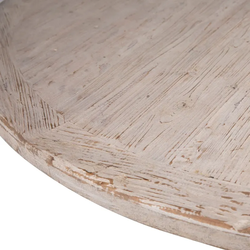 Sophia 72 Round Reclaimed Pine Modern Dining Table with Ball Pedestal Base