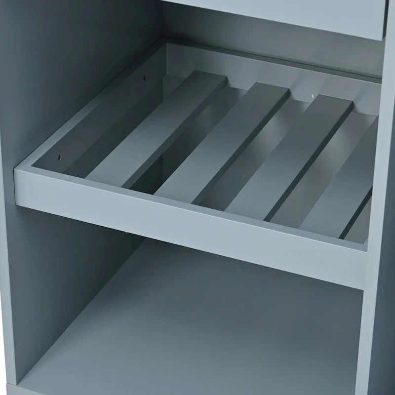 41.3 in. Rolling Kitchen Island with Spice Rack and Two Drawers