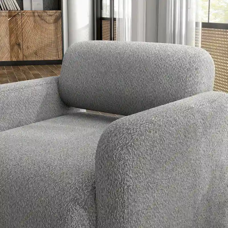 Modern Boucle Fabric Accent Chair with Arms, Upholstered Single Sofa Chair