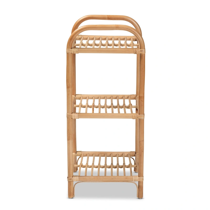 Barras Bohemian Natural Brown Finished Rattan 3-Tier Display Shelf