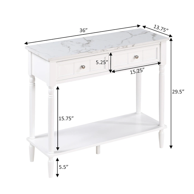 Convenience Concepts French Country 2 Drawer Hall Table with Shelf