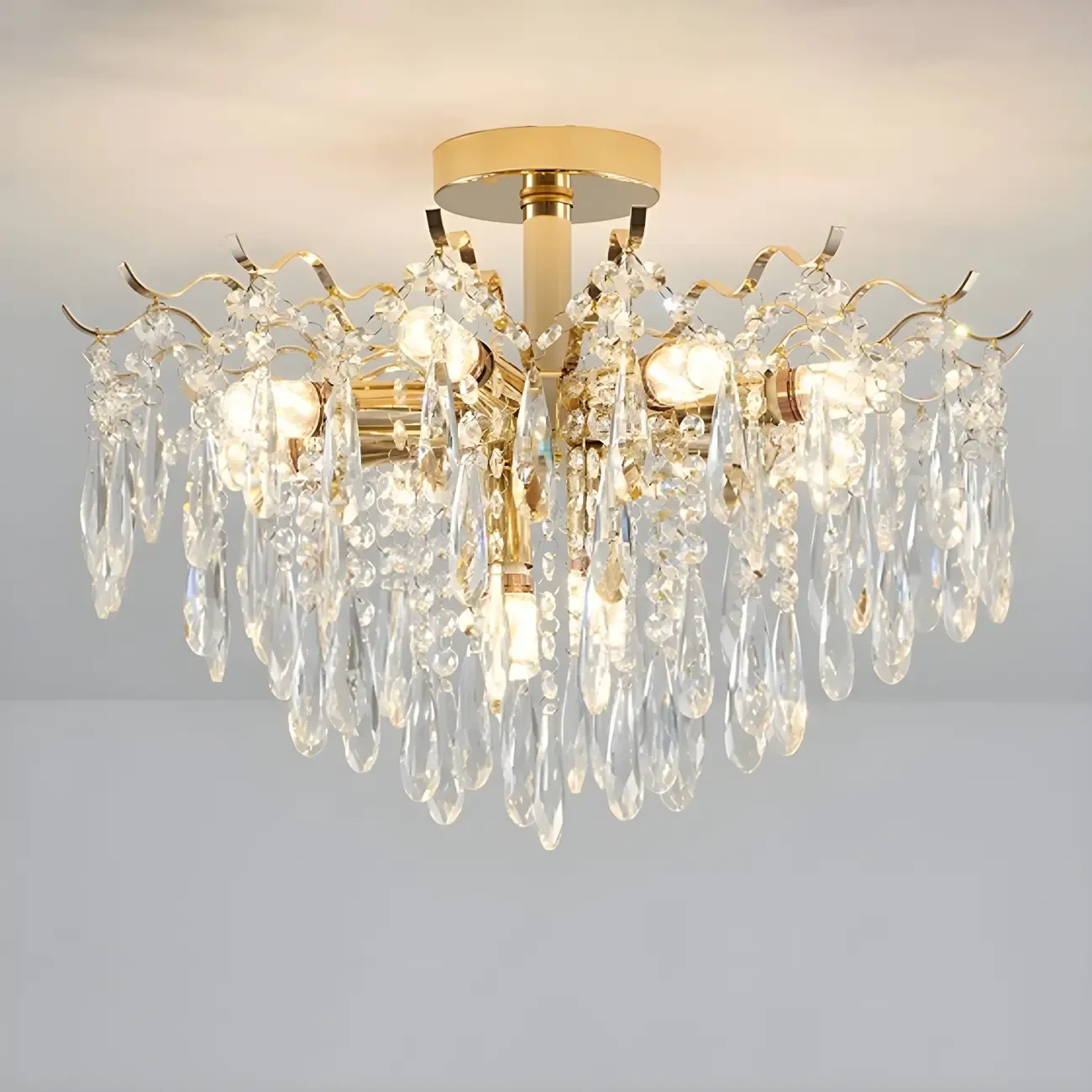 Dining Room Multi-Light Crystal Water Drop Chandelier