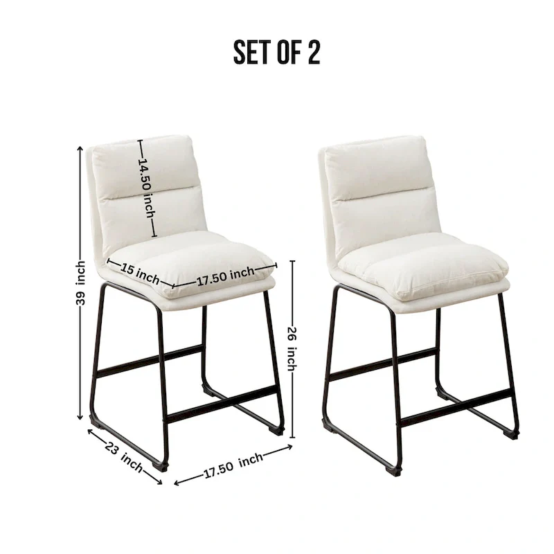 Milos Upholstered 26-inch Counter Height Stools, Set of 2