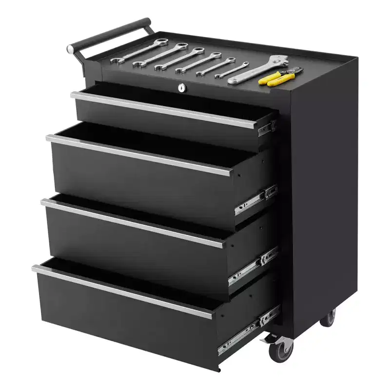 COZONY 4-Drawer Mobile Tool Cart with Key Lock & Liners, Heavy-Duty Rolling Tool Cabinet for Garage & Workshop