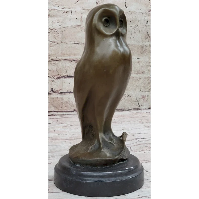 Bronze Metal Owl Bird Sculpture Statue Figure Original Art By Milo On Marble Base