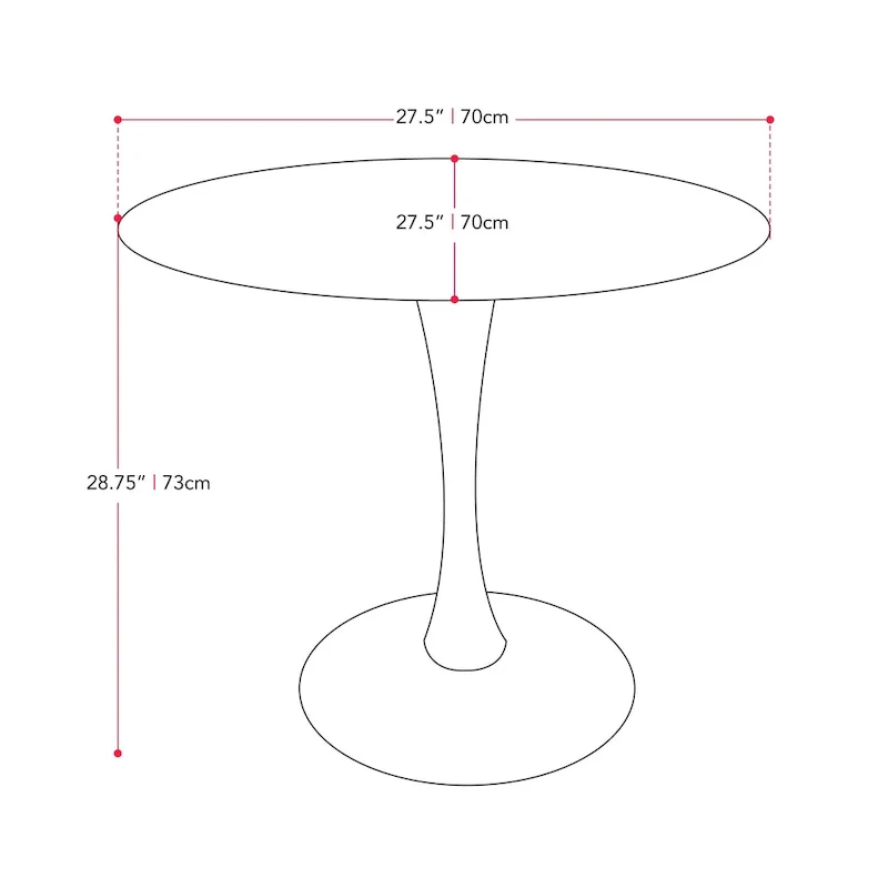 28 Round Bistro Table with Pedestal Base - N/A