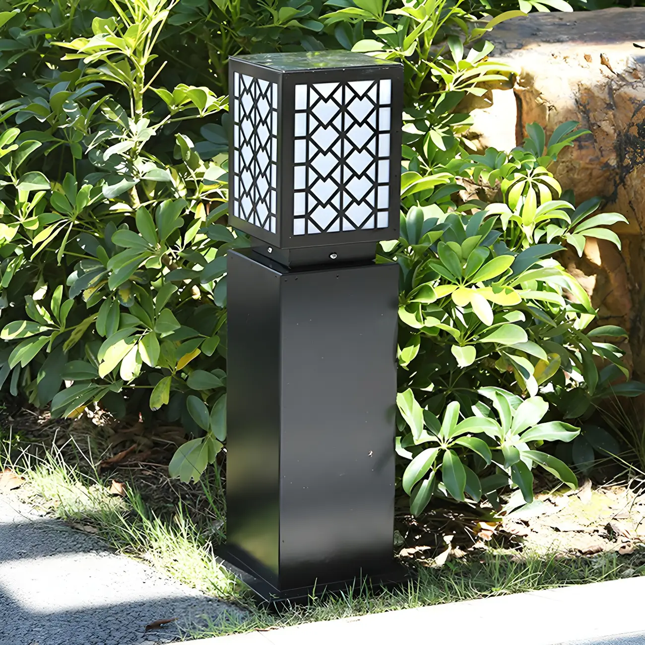 Modern Black Metal Square Solar Landscape Lighting