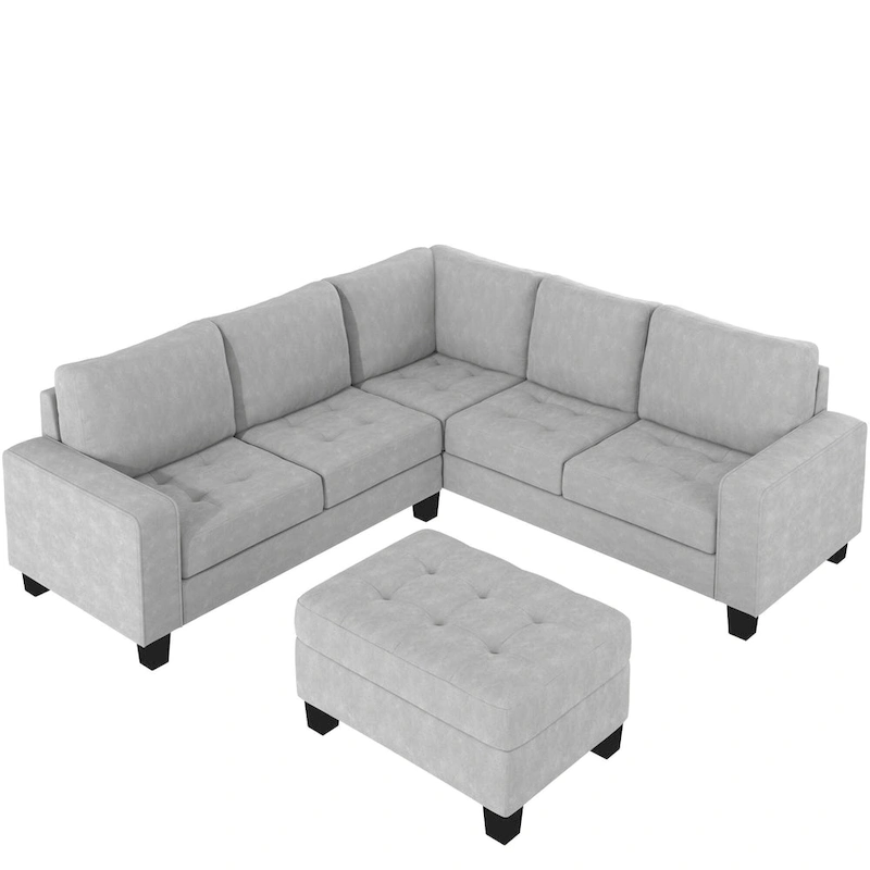 Orisfur. Sectional Corner Sofa L-shape Couch Space Saving with Storage Ottoman & Cup Holders Design
