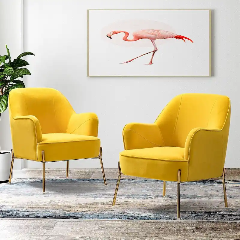 Velvet Accent Chair with Golden Legs