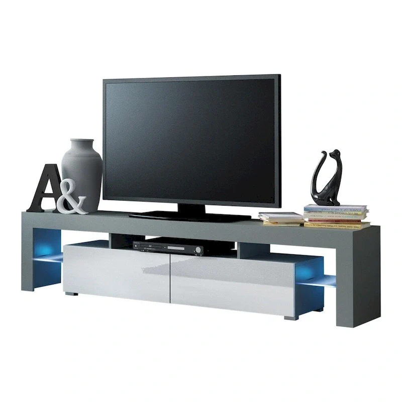 White 79-Inch TV Stand with LED Lights