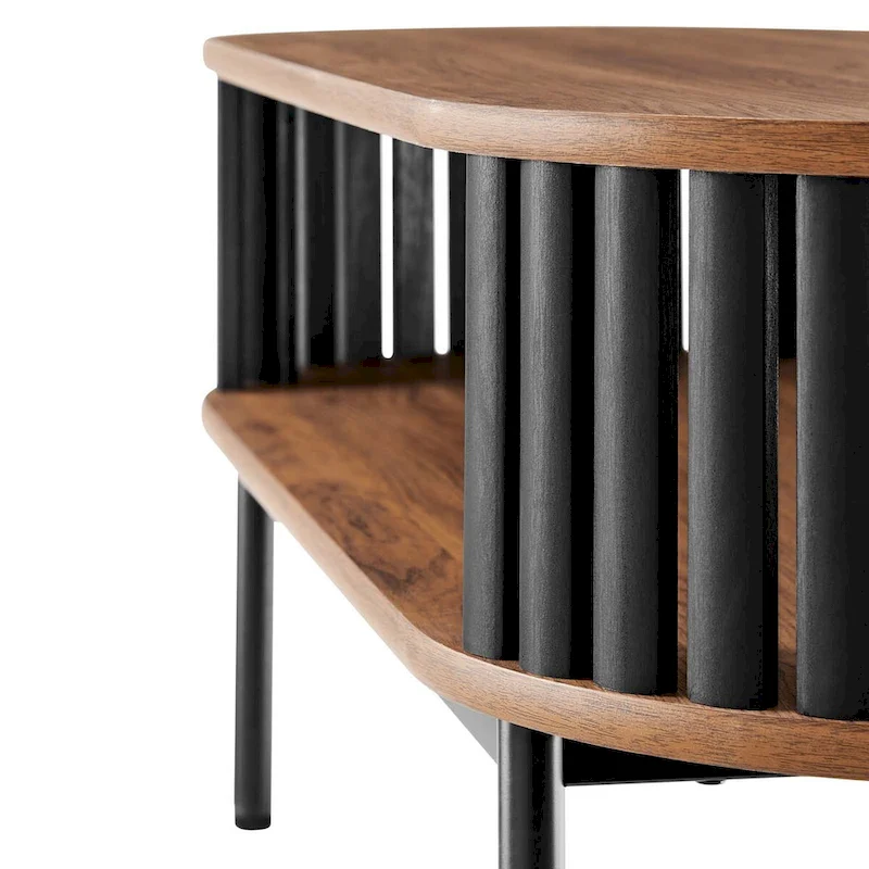 Collins Modern Two-tone Wooden Oval Coffee Table with Shelf