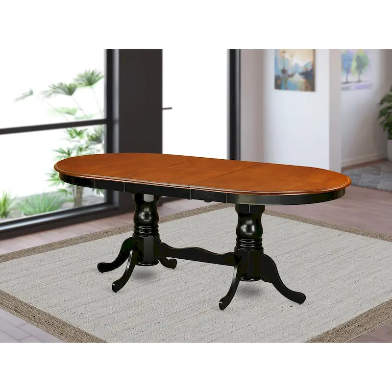 Plainville Kitchen Table - an Oval Dining Table Top & Double Pedestal Base, (Finish Options)