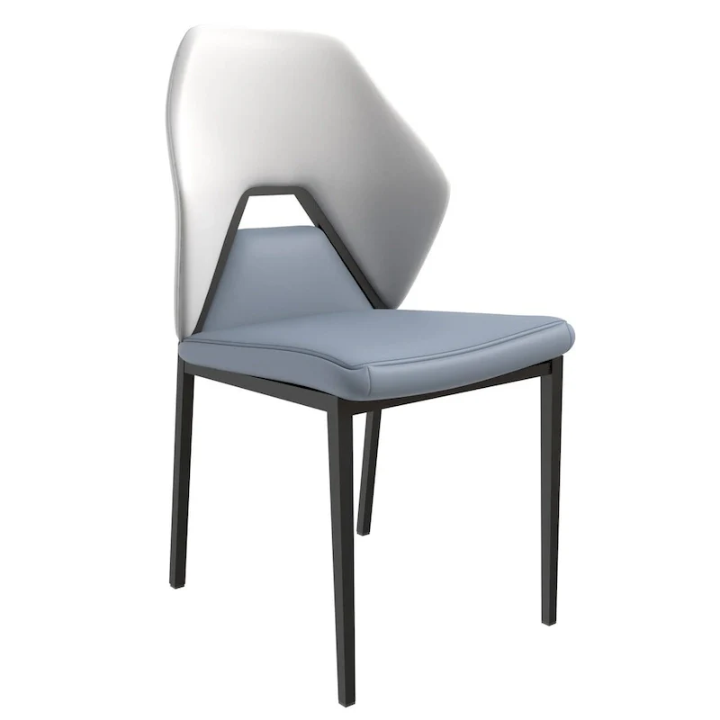 PU Leather Dining Chair – Brown/Grey/Blue Grey/Green Blue/White, Iron Legs, Single