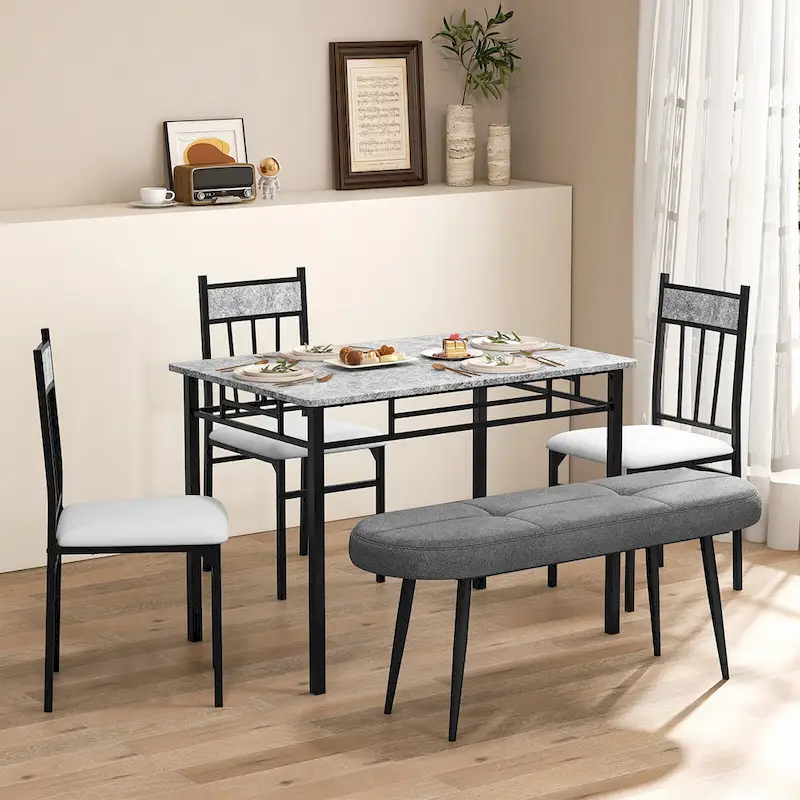 Gymax 47 Upholstered Entryway Bench w/ Padded Seat & Heavy-duty