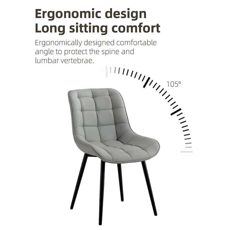 XINMICS Modern Upholstered Faux Leather Dining Chairs Set of 2