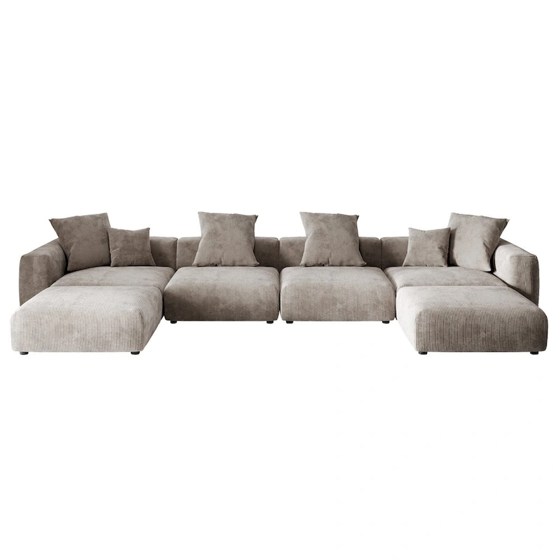 U-Shaped Luxurious Modular Sectional Couch with Chaise Ottoman