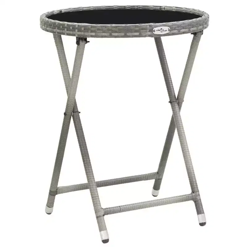 vidaXL Patio Bistro Set Bistro Table 3 Piece Poly Rattan and Tempered Glass
