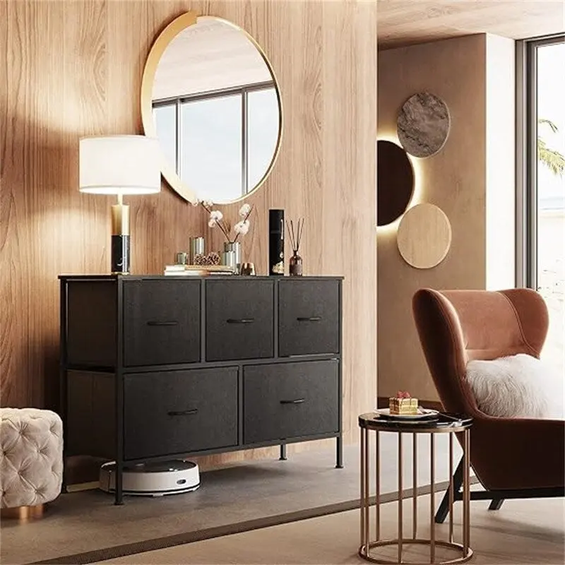 5-Drawer Fabric Dresser with Steel Frame