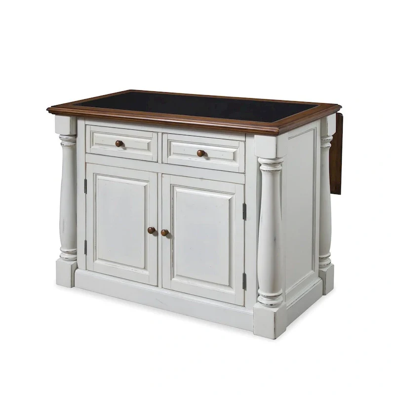 Distressed White Kitchen Island