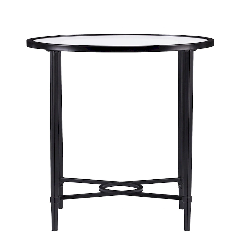 HomeRoots 25 Black And Clear Glass Oval End Table - 25x21x24.75