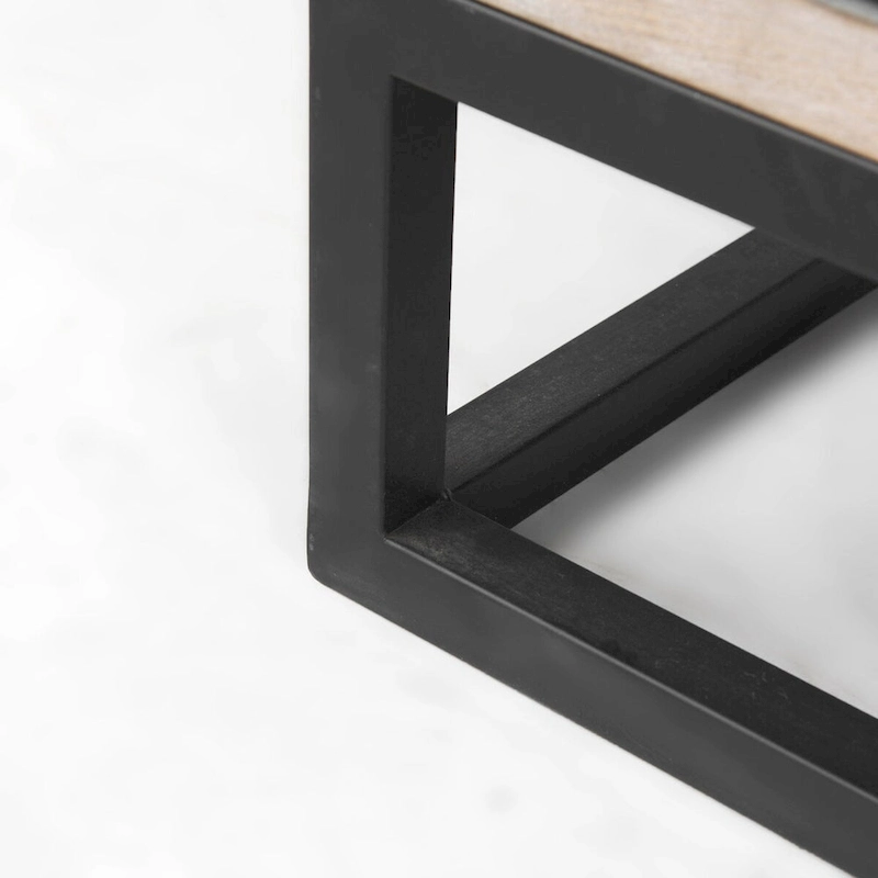 Genevieve II Gray Fir Veneer w/Gold Metal Frame Base 9 Drawer Sideboard