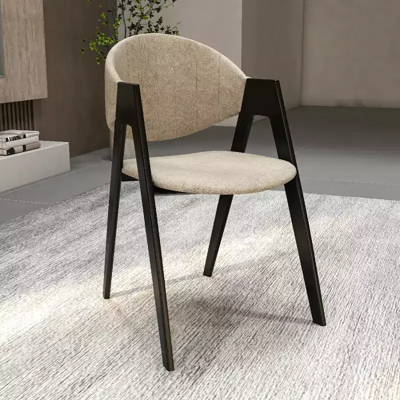 LeisureMod Savor Modern Dining Chair  Upholstered Side Chairs with Curved Back and Iron Frame Mid-Century Kitchen & Dining Room Chairs Set of 4