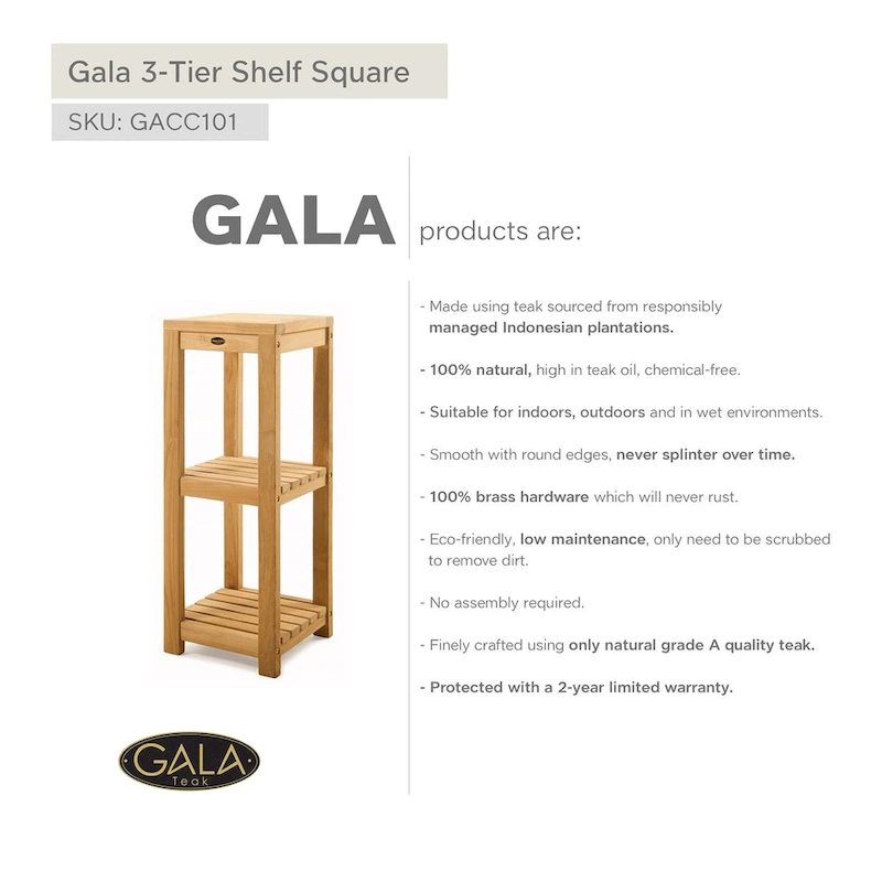 Teak 3-Tier Shelf Gala Square