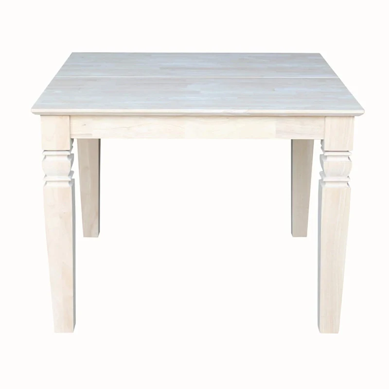 Solid Wood Unfinished Dining Table with Butterfly Leaf – Butcher Block Top, Extends to 58