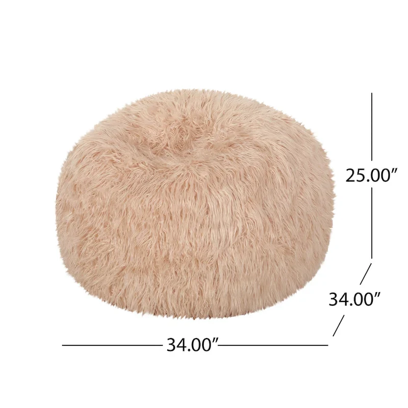 Mosier Modern Glam Faux Fur Bean Bag by Christopher Knight Home