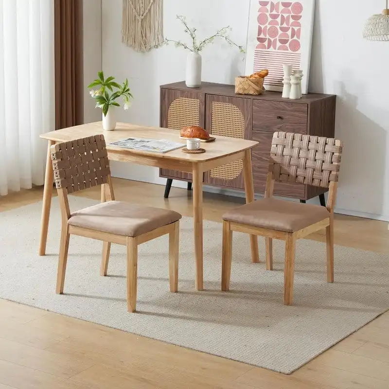 Mid Century Modern Wooden Dining Chairs Set of 2