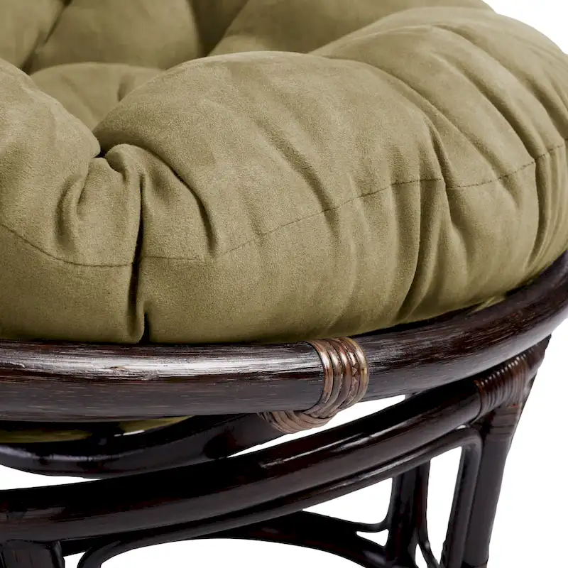 Bali 42-inch Rattan Papasan Chair with Microsuede Cushion