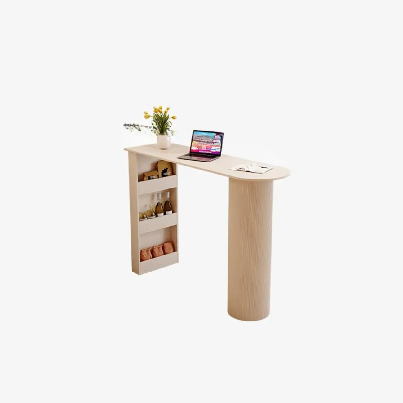 Modern Free Form White Stone Metal 3-Tier Shelf Bar Tables