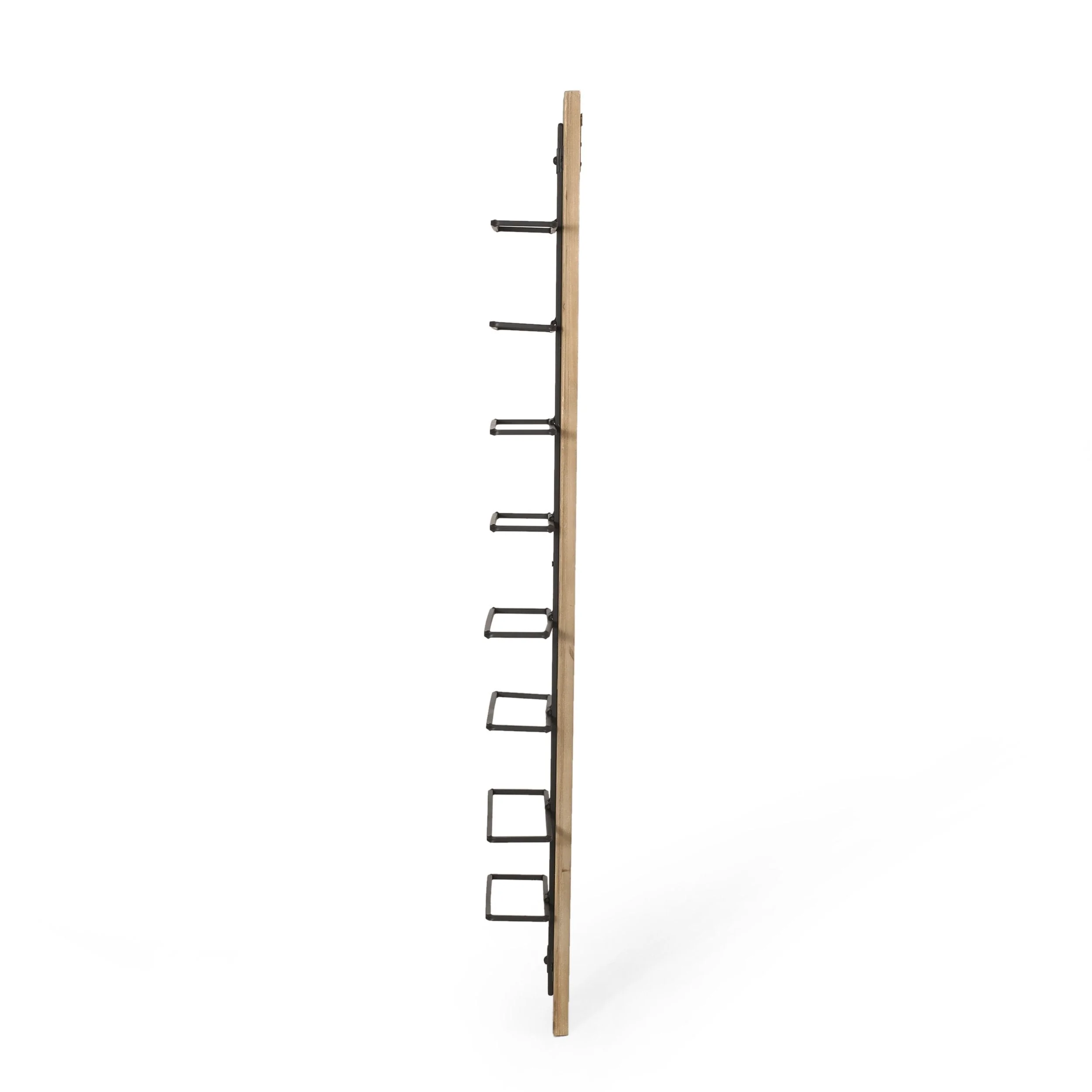 Modern Industrial 8 Bottle Wall Mounted Wine Rack, Natural and Black - NH400513
