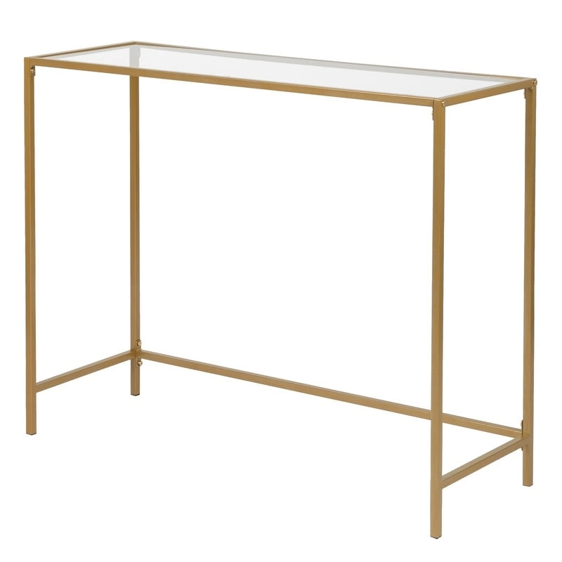 Modern Gold Frame 39.4 Entryway Console Table Glass Top