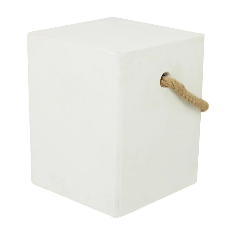 Magnesium Oxide Lightweight Outdoor Accent Table with Rope Handle - Black or White - Roche River Decor