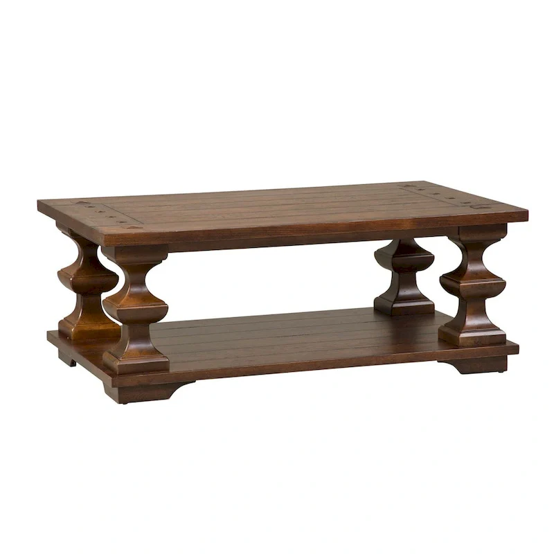 Sedona Kona Brown Cocktail Table with Heavy Oak Planked Top