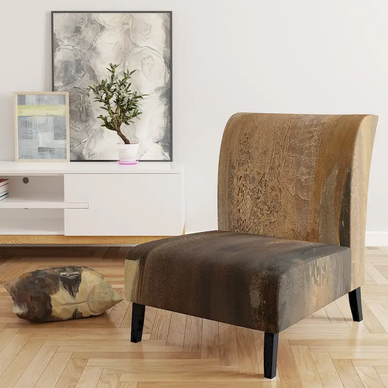 Designart Into The Wild Gold Buffalo Upholstered Modern Farmhouse Accent Chair - Arm Chair