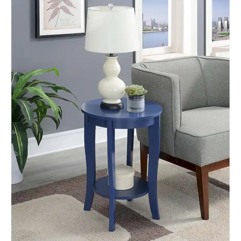 Round End Table with Shelf